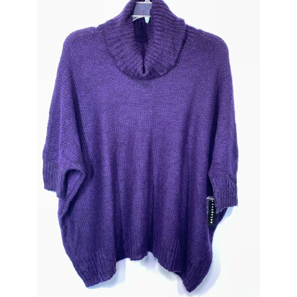 -2. Metaphor Women’s Missy Sweater Oversized Cowl Sweater Purple Medium NWT